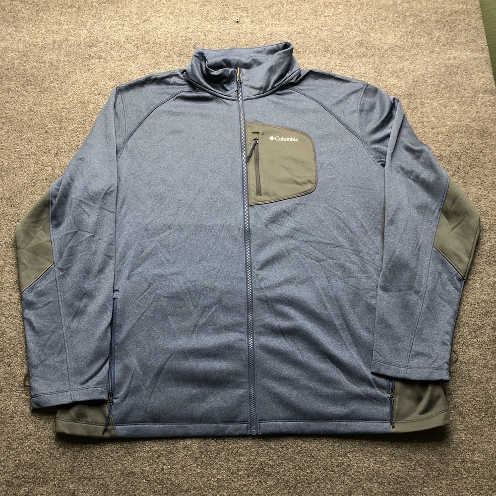 Columbia Jacket Mens 2XL Blue Softshell Full Zip Interchange Pockets Outdoor